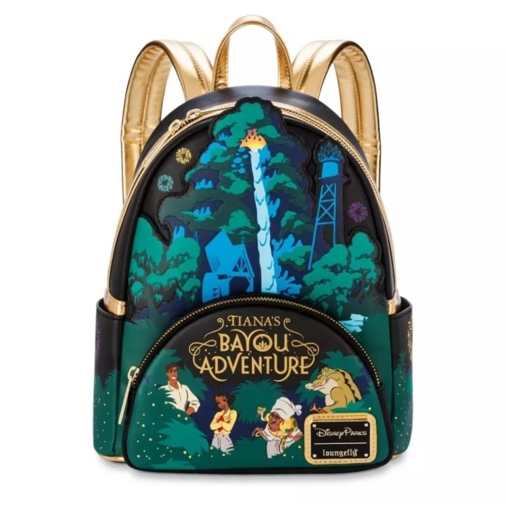 Loungefly Tiana's Bayou Adventure Backpack in Green and Gold